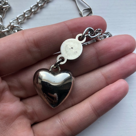 Vintage silver heart & diamond pendant necklace - Picture 4 of 7